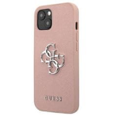 Guess Guess Saffiano 4G Big Silver Logo - etui za iPhone 13 mini (roza)