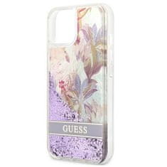 Guess Guess Liquid Glitter Flower - ovitek za iPhone 13 mini (vijolična)