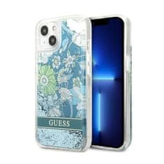 Guess Guess Liquid Glitter Flower - etui za iPhone 13 mini (modro/zeleno)