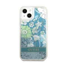 Guess Guess Liquid Glitter Flower - etui za iPhone 13 mini (modro/zeleno)