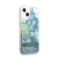 Guess Guess Liquid Glitter Flower - etui za iPhone 13 mini (modro/zeleno)