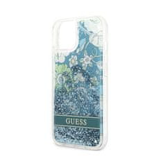 Guess Guess Liquid Glitter Flower - etui za iPhone 13 mini (modro/zeleno)