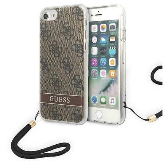 Guess Guess 4G Print Cord - Ohišje z vrvico za iPhone SE 2022 /SE 2020 / 8 / 7 (rjava)