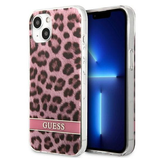 Guess Guess Leopard Electro Stripe - etui za iPhone 13 (roza)