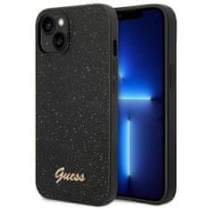 Guess Guess kovinski etui z logotipom Glitter Flakes - etui za iPhone 14 (črn)