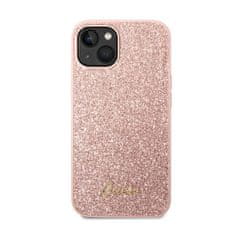 Guess Ohišje z logotipom Guess Glitter Flakes Metal - iPhone 14 Plus (roza)