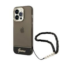 Guess Guess prozoren trak z biserom - ohišje za iPhone 14 Pro (črno)