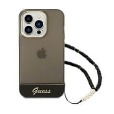 Guess Guess prozoren trak z biserom - ohišje za iPhone 14 Pro (črno)