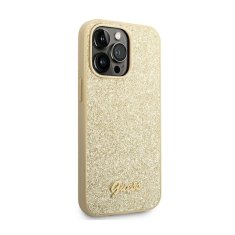 Guess Ohišje z logotipom Guess Glitter Flakes Metal - Ohišje za iPhone 14 Pro (zlato)