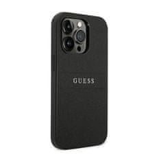 Guess Guess Saffiano Metal Logo Stripes - Ohišje za iPhone 14 Pro (črno)