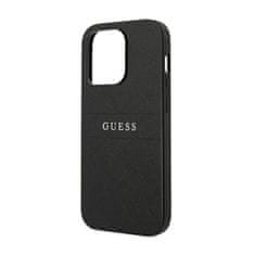 Guess Guess Saffiano Metal Logo Stripes - Ohišje za iPhone 14 Pro (črno)