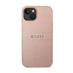 Guess Guess Saffiano Metal Logo Stripes - Ohišje za iPhone 14 Plus (roza)