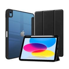 NEW Crong PrimeFolio - Ovitek za iPad 10,9" (2022) s stojalom in shrambo za Apple Pencil (črn/prezoren)