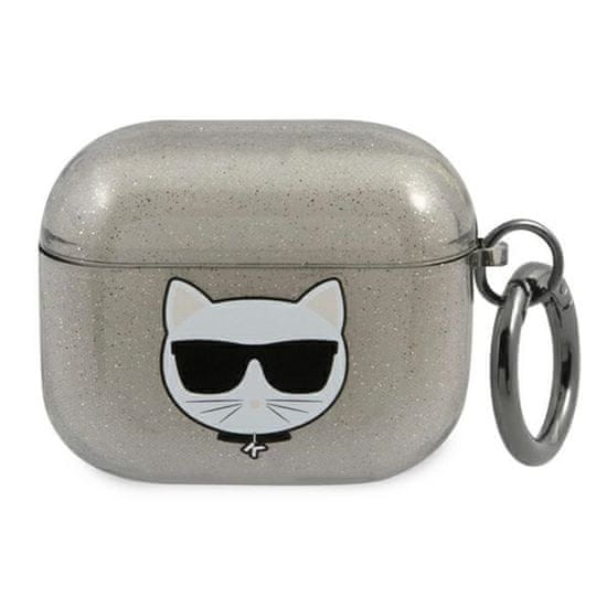 Karl Lagerfeld Karl Lagerfeld Choupette Head Glitter - Ovitek za AirPods 3 (črn)