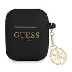 Guess Silikonski etui Guess 4G Charms - etui za AirPods (črn)