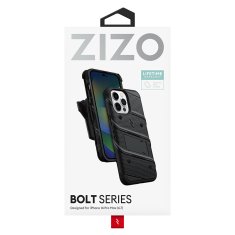 ZIZO Serija ZIZO BOLT - Armiran ovitek za iPhone 14 Pro Max s steklom 9H za zaslon + držalo s stojalom (črno)