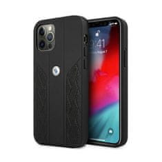 NEW BMW Leather Curve Perforate - Ohišje za iPhone 12 / iPhone 12 Pro (črno)