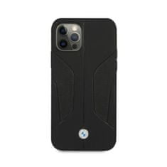 NEW BMW Usnjeni perforirani stranski deli - Ohišje za iPhone 12 / iPhone 12 Pro (črno)