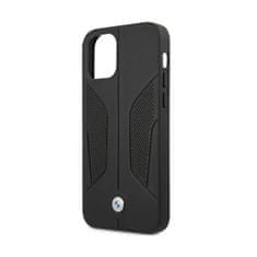 NEW BMW Usnjeni perforirani stranski deli - Ohišje za iPhone 12 / iPhone 12 Pro (črno)