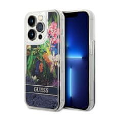 Guess Guess Liquid Glitter Flower - Ohišje za iPhone 14 Pro (modro)