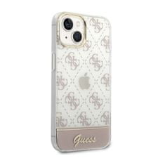 Guess Guess 4G Stripe Script Logo galvaniziran vzorec - Ohišje za iPhone 14 Plus (roza)