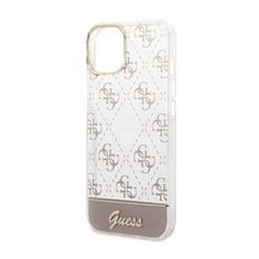 Guess Guess 4G Stripe Script Logo galvaniziran vzorec - Ohišje za iPhone 14 Plus (roza)