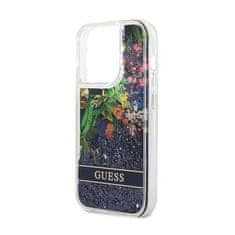 Guess Guess Liquid Glitter Flower - Ohišje za iPhone 14 Pro (modro)