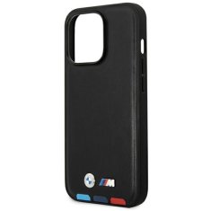 Bmw BMW Usnjeno ohišje Hot Stamp Tricolor - ohišje za iPhone 14 Pro Max (črno)