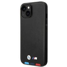 NEW BMW Leather Hot Stamp Tricolor - ovitek za iPhone 14 (črn)