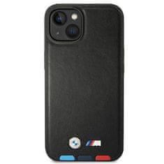 NEW BMW Leather Hot Stamp Tricolor - ovitek za iPhone 14 (črn)