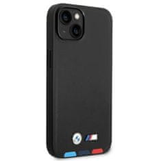 NEW BMW Leather Hot Stamp Tricolor - ovitek za iPhone 14 (črn)