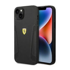 Ferrari Usnjeni stranski del z žigom Ferrari - ohišje za iPhone 14 (črno)