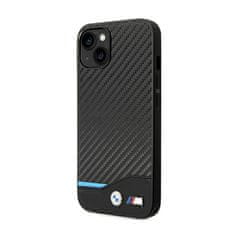 Bmw BMW Leather Carbon Blue Line - Ohišje za iPhone 14 (črno)