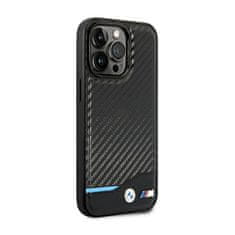 Bmw BMW Leather Carbon Blue Line - Ohišje za iPhone 14 Pro (črno)