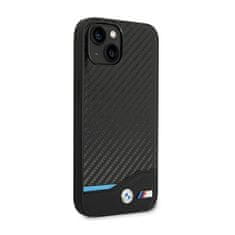 Bmw BMW Leather Carbon Blue Line - Ohišje za iPhone 14 (črno)