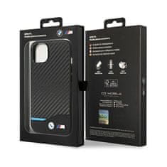 Bmw BMW Leather Carbon Blue Line - Ohišje za iPhone 14 (črno)