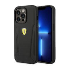 Ferrari Usnjeni stranski del z žigom Ferrari - ohišje za iPhone 14 Pro (črno)