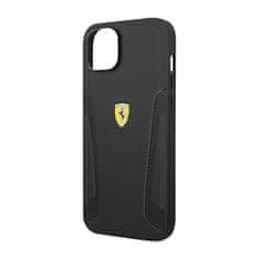 Ferrari Usnjeni stranski del z žigom Ferrari - ovitek za iPhone 14 Plus (črn)