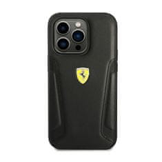 Ferrari Usnjeni stranski del z žigom Ferrari - ohišje za iPhone 14 Pro (črno)