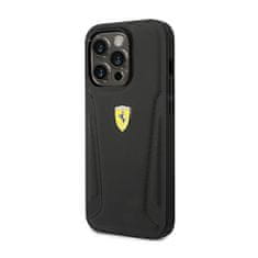 Ferrari Usnjeni stranski del z žigom Ferrari - ohišje za iPhone 14 Pro (črno)