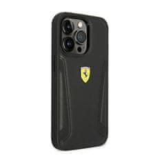 Ferrari Usnjeni stranski del z žigom Ferrari - ohišje za iPhone 14 Pro (črno)