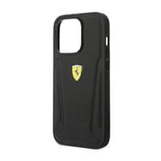 Ferrari Usnjeni stranski del z žigom Ferrari - ohišje za iPhone 14 Pro (črno)