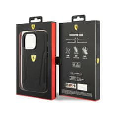 Ferrari Usnjeni stranski del z žigom Ferrari - ohišje za iPhone 14 Pro (črno)