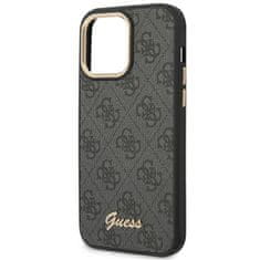 Guess Kovinsko ohišje z obrisi kamere Guess 4G - Ohišje za iPhone 14 Pro Max (črno)