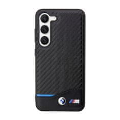 Bmw BMW Leather Carbon Blue Line - Ohišje za Samsung Galaxy S23 (črno)