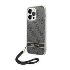 Guess Guess 4G Print Cord - Ohišje z vrvico za iPhone 14 Pro (črno)