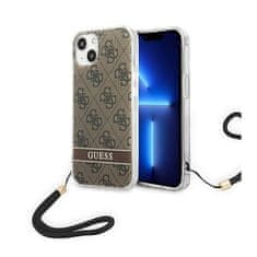 Guess Guess 4G Print Cord - Ohišje z vrvico za iPhone 14 (rjavo)