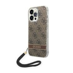 Guess Guess 4G Print Cord - Ohišje z vrvico za iPhone 14 Pro (rjavo)