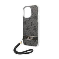 Guess Guess 4G Print Cord - Ohišje z vrvico za iPhone 14 Pro (črno)