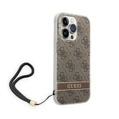 Guess Guess 4G Print Cord - Ohišje z vrvico za iPhone 14 Pro (rjavo)